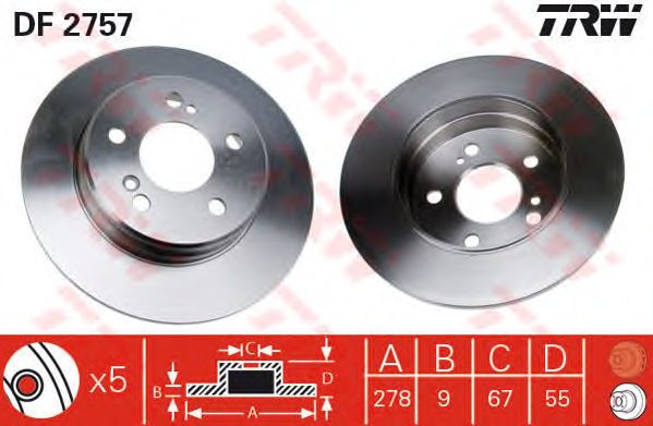 Disc frana MERCEDES-BENZ W202/203/W210/W124 93-11 278X9 filet 13,6