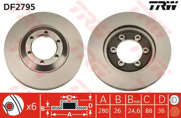 Disc frana ISUZU D-MAX 2,5-3,0 DITD 4X4 07-12 280 X 26