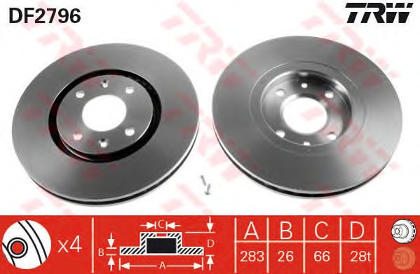 Disc frana PEUGEOT 406 2,0-3,0 95-04 283X26