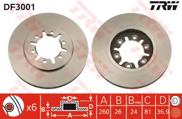 Disc frana NISSAN NAVARA/PICK UP/URVAN 2,0-3,0 89- 260X26