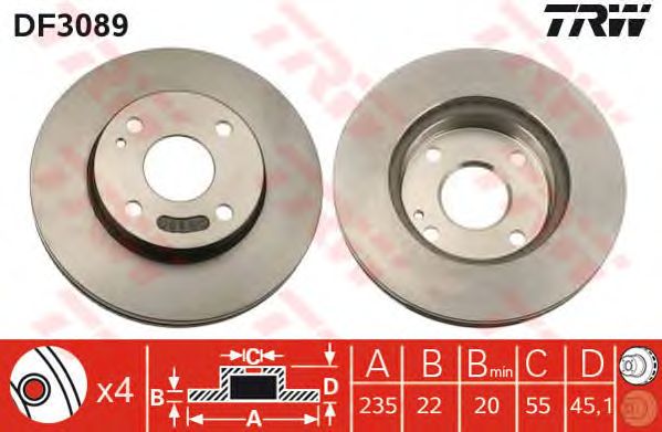 Disc frana MAZDA 323/DEMIO 1,4-1,8 16V 89-04 235X22 filet 13