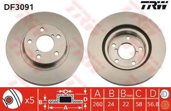 Disc frana SUBARU IMPREZA/LEGACY 1,5-2,5 89- 260X24