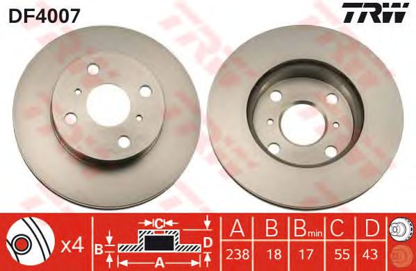 Disc frana TOYOTA PASEO/STARLET/TERCEL 1,0-1,5 89-99 238X18