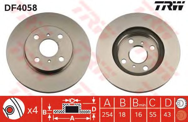 Disc frana TOYOTA PASEO/STARLET 1,0-1,5 89-99 254X18