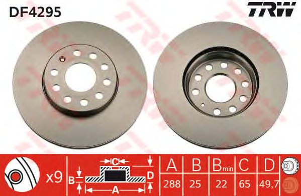 Disc frana VW GOLF 5/A3/OCTAVIA/CADDY/TOURAN 288X25MM