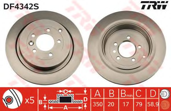 Disc frana LAND ROVER DISCOVERY/RANGE ROVER 2,7-3,0TD/4,0-5,0 4X4 05- 350 X 20