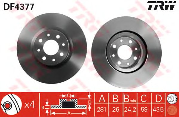 Disc frana FIAT BRAVO 08-/STILO 01- 281 X 26