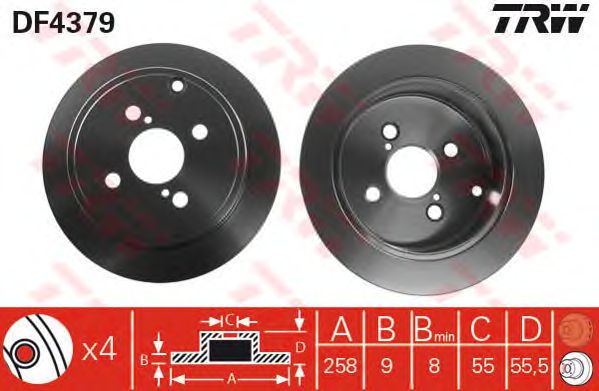 Disc frana TOYOTA COROLLA 1,4-1,8 02-07 258X9