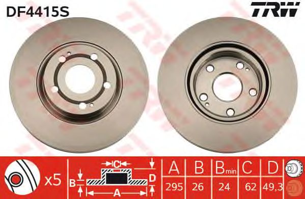 Disc frana TOYOTA AVENSIS/COROLLA 1,6-2,2 D-4D 04-09 295X26 filet 14,5