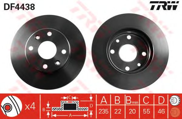 Disc frana KIA RIO 1,3-1,5 16V 00-05 235X22 filet 13,1