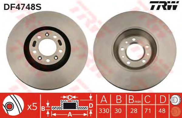 Disc frana PEUGEOT 407/607/C5/C6 04- 2,2/2,7HDI/3,0B V6 04- 330MM