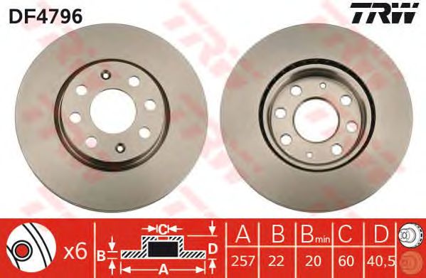 Disc frana FIAT GRANDE PUNTO 0,9-1,4 05- 257 X 22