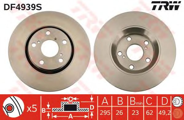 Disc frana TOYOTA AURIS/AVENSIS/VERSO 1,6-2,0 D-4D 07- 295X26 filet 14,6