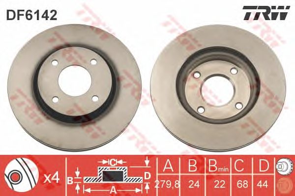 Disc frana NISSAN CUBE/TIIDA 1,6-1,8/1,5 DCI 07- 280 X 24