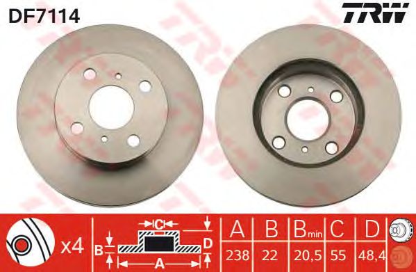 Disc frana TOYOTA COROLLA 1,4-1,8 91-02 238X22