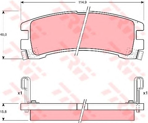 set placute frana,frana disc NISSAN TERRANO 2,4-3,0 4WD 87-07 114,9 X 45 X 15,8