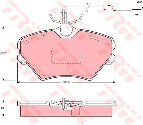 set placute frana,frana disc RENAULT LAGUNA 1,8 93-95 109,9 X 60,7 X 18