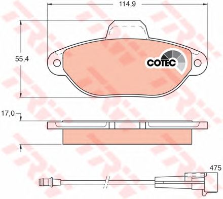 set placute frana,frana disc FIAT PUNTO/SC/500/KA 1 114,9 X 55,4 X 17