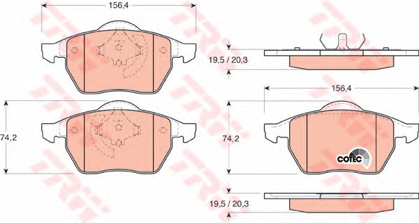 set placute frana,frana disc VW GOLF/PASSAT/VENTO 2,0-2,9 VR6 91-99 156,4 X 74,2 X 20,3 ATE