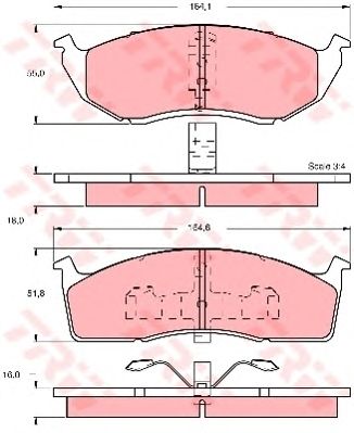 set placute frana,frana disc CHRYSLER 300 M 2,7 V6 24V 98-00 164,6 X 51,6 X 18 164,1 X 54,5 X 16