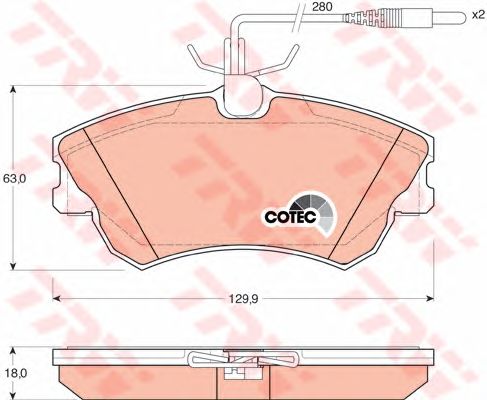 set placute frana,frana disc RENAULT ESPACE 96- 129,9 X 63 X 18