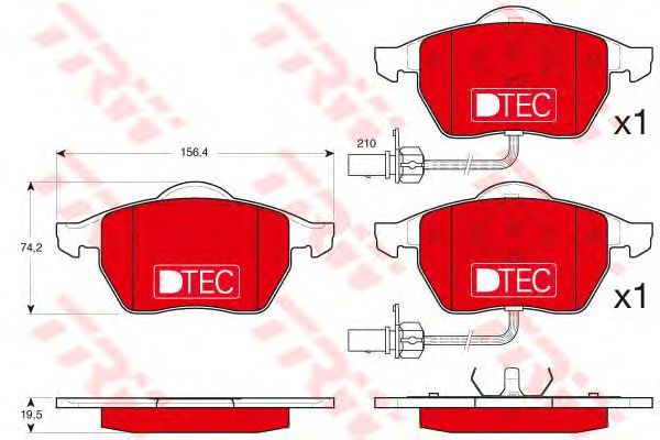 set placute frana,frana disc AUDI A4/A6 95-11 DTEC COTEC 156,4 X 74,2 X 19,5