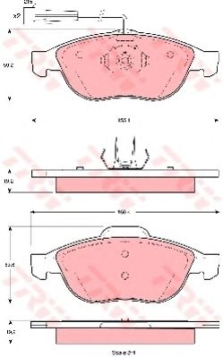 set placute frana,frana disc ALFA 156 1,8-2,5 V6 24V 97-03 155,1 X 63,6 X 19,2 156,4 X 63,6 X 19,2 ATE