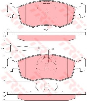 set placute frana,frana disc FIAT PALIO 1,2-1,6 16V/1,9 D 96- 151,3 X 52,5 X 18,3 ATE