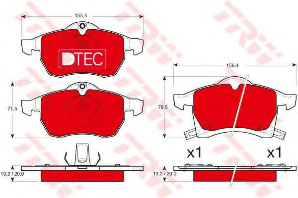 set placute frana,frana disc OPEL ASTRA/ZAFIRA 1,6-2,2 16V 98- DTEC COTEC 156,4 X 78,5 X 19,2