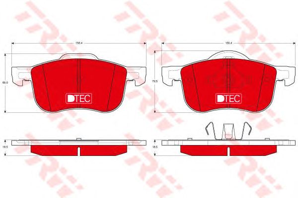 set placute frana,frana disc VOLVO S60/S80/V70/XC70 98-10 DTEC COTEC 155,4 X 72,5 X 18,5