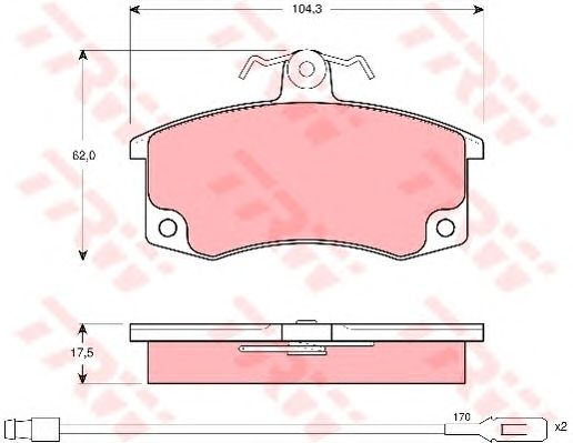 set placute frana,frana disc LADA 110/111/112/KALINA/NOVA/PRIORA 95- 104,3 X 62 X 17,5