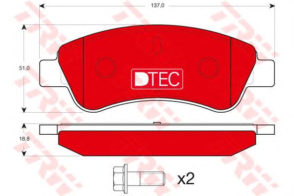 set placute frana,frana disc CITROEN BERLINGO/C2/C3/C4/DS3/XSARA 00- DTEC COTEC 137 X 51 X 18,8