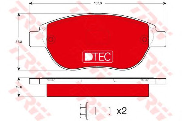 set placute frana,frana disc PEUGEOT 207/307 00- DTEC COTEC 137 X 57,3 X 19