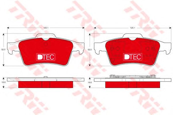 set placute frana,frana disc RENAULT ESPACE/LAGUNA/LATITUDE/VEL SATIS 01- DTEC COTEC 123,1 X 52 X 16,6