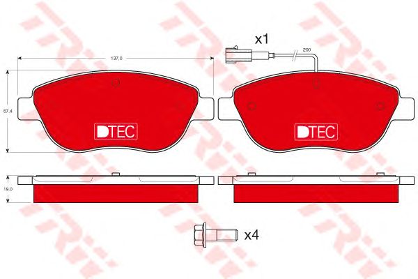 set placute frana,frana disc FIAT BRAVO/IDEA/MULTIPLA/STILO 99- DTEC COTEC 137 X 57,4 X 19