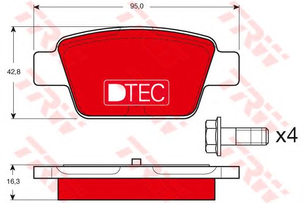 set placute frana,frana disc ALFA MITO 1,3-1,6 JTDM 08- DT ECOTEC 95 X 42,8 X 16,3