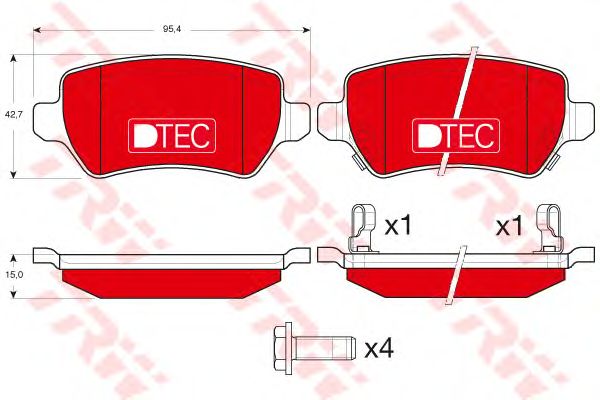 set placute frana,frana disc OPEL ASTRA/COMBO/CORSA/MERIVA/ZAFIRA 98- DT ECOTEC 95,4 X 42,7 X 15