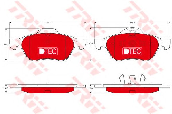 set placute frana,frana disc RENAULT LAGUNA 1,6-2,0 16V 01-07 DTEC COTEC 156,4 X 69 X 18