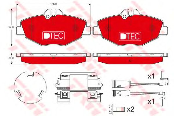 set placute frana,frana disc MERCEDES-BENZ W211/S211 1,8-3,5 02-09 DTEC COTEC 135 X 66,6 X 20