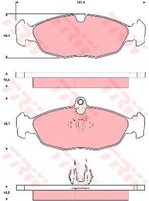 set placute frana,frana disc JAGUAR XK 8 4,0-4,2 96-05 141,4 X 48,3 X 16,5 141,4 X 58,1 X 16,5