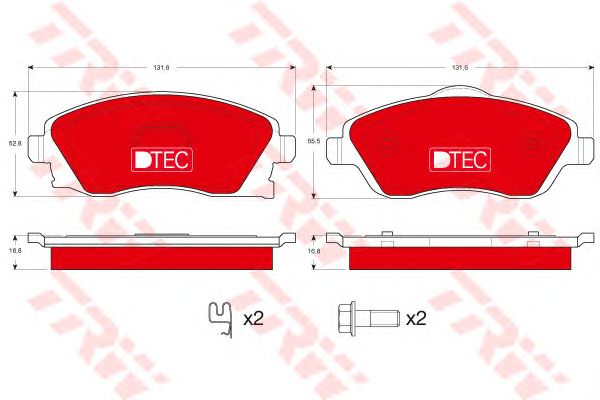 set placute frana,frana disc OPEL COMBO/CORSA/MERIVA/TIGRA 00-12 DTEC COTEC 131,6 X 55,5 X 16,8