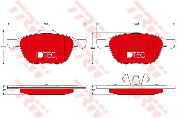 set placute frana,frana disc FORD C-MAX/ECOSPORT/FOCUS/KUGA 04- DTEC COTEC 156,4 X 67,2 X 18