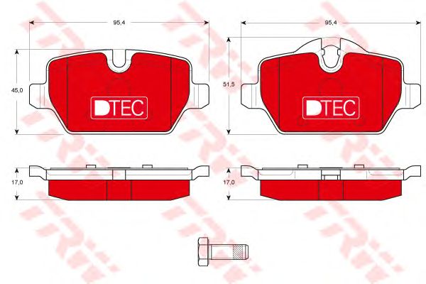 set placute frana,frana disc BMW 1/3 1,6-2,0 03-13 DT ECOTEC 95,4 X 51,5 X 17 95,4 X 45 X 17