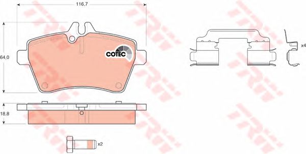 set placute frana,frana disc MERCEDES-BENZ W169 A-CLASSE 04-/W245 B-CLASSE