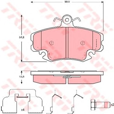 set placute frana,frana disc DACIA LOGAN/SANDERO 1,2-1,6 04- 64,8 X 99,9 X 18