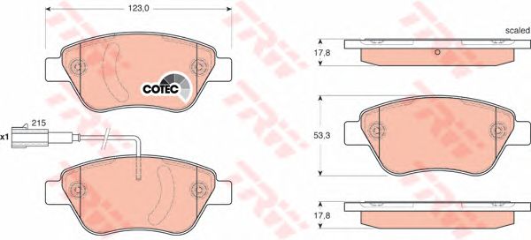 set placute frana,frana disc FIAT 500/PUNTO/QUBO 1,2-1,4 05- 123 X 53,3 X 17,8