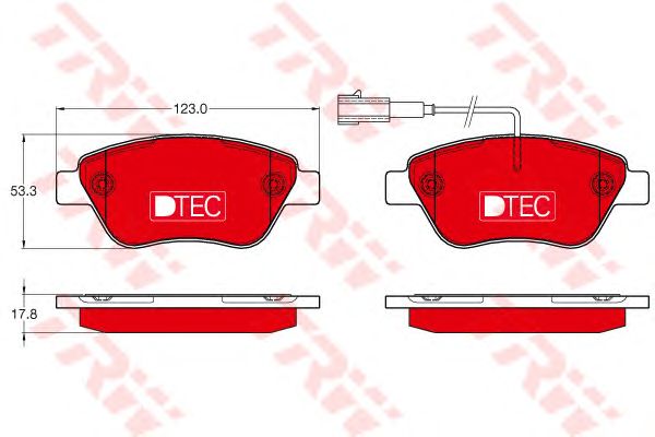 set placute frana,frana disc FIAT 500/LINEA/PUNTO/QUBO 1,2-1,4 05-DTEC COTEC 123 X 53,3 X 17,8