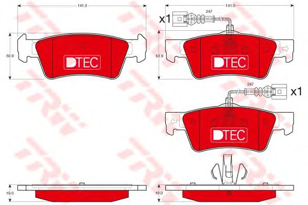 set placute frana,frana disc VW TOUAREG 3,6-6,0 02-10 DTEC COTEC 141,5 X 53,9 X 19