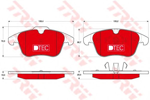 set placute frana,frana disc FORD GALAXY/MONDEO/S-MAX 06-15 DTEC COTEC 156,4 X 72 X 19 155,2 X 66,7 X 20