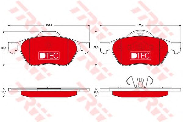 set placute frana,frana disc RENAULT MEGANE/SCENIC 1,4-2,0 05- DTEC COTEC 156,4 X 66,5 X 18 155,4 X 69 X 18